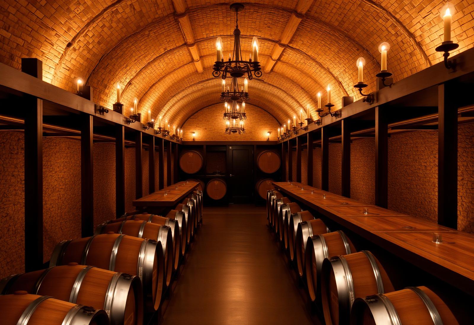 Candlelit Israeli wine cellar